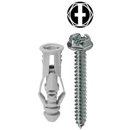 Dottie Triple-Grip Screw Anchor, 1-3/16" L, Nylon TG8KHX